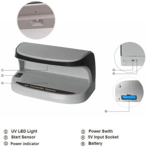 Portable Handy Small Uv Counterfeit Detector Bank Note Detector Money Checker With Battery | Note Checker | Fake Note Detector